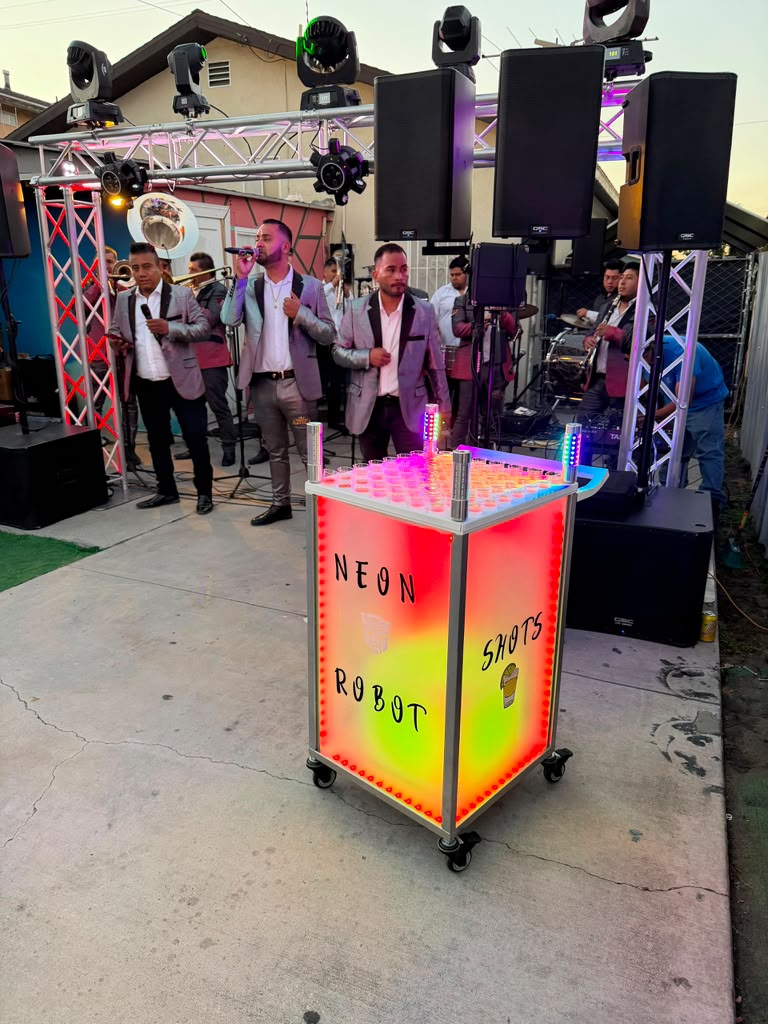 Carrito iluminado de shots para celebraciones